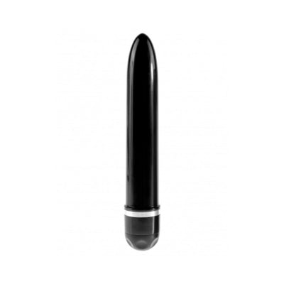 Sleek black 10-inch vibrating personal massager with smooth finish and silver accent ring at the base.