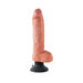 Realistic 10-inch vibrating dildo with textured shaft and suction cup base in flesh tone.