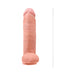 Realistic tan 12-inch dildo with detailed veins and suction cup base for hands-free use.