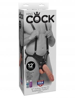 King Cock 12 inches Hollow Strap On Suspender Beige | SexToy.com