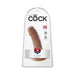 King Cock 6-inch realistic dildo with suction cup base in natural skin tone, packaged in clear display box.