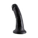 Black 6-inch realistic dildo with suction cup base, detailed texture and curved shape for versatile use.