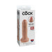 King Cock 6-inch beige uncut dildo with lifelike slide-skin foreskin and suction cup base in retail packaging