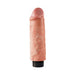 Beige realistic vibrating dildo with textured surface and black control base on white background.