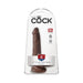 King Cock 6-inch realistic dildo with balls in dark brown, featuring suction cup base in clear retail packaging