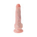Realistic 6-inch dildo with veins and suction cup base in soft flesh tone for hands-free and harness use.