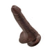 Realistic 6-inch dark brown dildo with textured shaft and suction cup base for hands-free use.