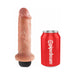 Realistic 6-inch squirting adult toy in flesh tone next to a red Pipedream soda can for size comparison.