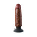 Realistic dark brown 6-inch vibrating dildo with suction cup base on white background.