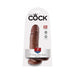 Realistic 7-inch brown dildo with suction cup base in clear packaging labeled King Cock by Pipedream.