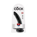 Black 7-inch realistic dildo with suction cup base in clear retail packaging labeled King Cock.