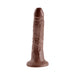 Realistic 7-inch brown dildo with detailed texture and suction cup base for hands-free use.