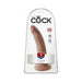King Cock 7-inch realistic dildo in brown with suction cup base displayed in clear retail packaging