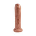 Realistic 7-inch uncut dildo with lifelike texture and suction cup base in natural skin tone.