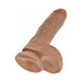 Realistic 8-inch flesh-toned dildo with detailed veins, head, balls, and suction cup base for hands-free use.