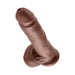 Realistic 8-inch brown dildo with detailed texture and attached balls, featuring a sturdy suction cup base.