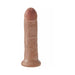 Tan 8-inch realistic dildo with textured shaft and suction cup base for hands-free use.