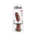King Cock 9 inch realistic brown dildo with suction cup base in clear retail packaging.