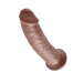 Realistic 9-inch brown dildo with detailed texture and suction cup base for hands-free use.