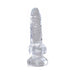 Clear 4-inch realistic textured adult toy with suction base and detailed design.