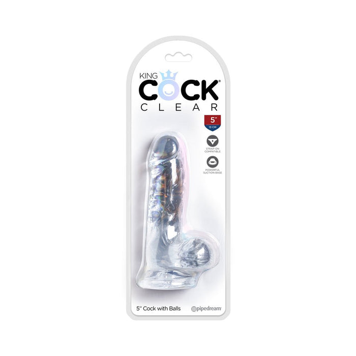 King Cock Clear 5in Cock with Balls | SexToy.com