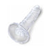 Clear 6-inch flexible dildo with suction cup base and lifelike veined texture in translucent material.