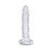 Translucent 6-inch flexible dildo with suction cup base and lifelike veined texture.