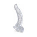 Clear 7.5-inch realistic dildo with detailed veins and suction cup base for versatile use.