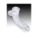 Clear 7.5-inch realistic dildo with detailed veins and suction cup base, flexible and lifelike design.