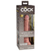 King Cock Elite 7-inch dual-density realistic silicone dildo in natural skin tone with suction base in retail packaging.