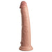Realistic light-toned silicone dildo with detailed texture and suction cup base, standing upright on white background.