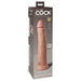 Packaging of King Cock Elite 10-inch dual-density silicone dildo in light skin tone with suction base and realistic texture.