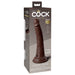 Packaging of King Cock Elite 7-inch dual-density silicone dildo in tan with suction base, strap-on and Body Dock compatible.