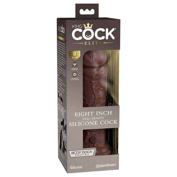 King Cock Elite Silicone Dual-density Cock 8 In. Brown - SexToy.com