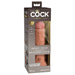 King Cock Elite 8-inch dual-density silicone dildo in realistic skin tone with suction cup base in retail packaging.