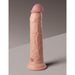 Realistic 9-inch dual-density silicone dildo with suction cup base in light skin tone, detailed texture and lifelike design.