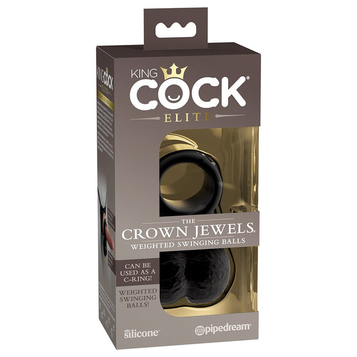 King Cock Elite The Crown Jewels Swinging Balls Weighted C-ring - SexToy.com
