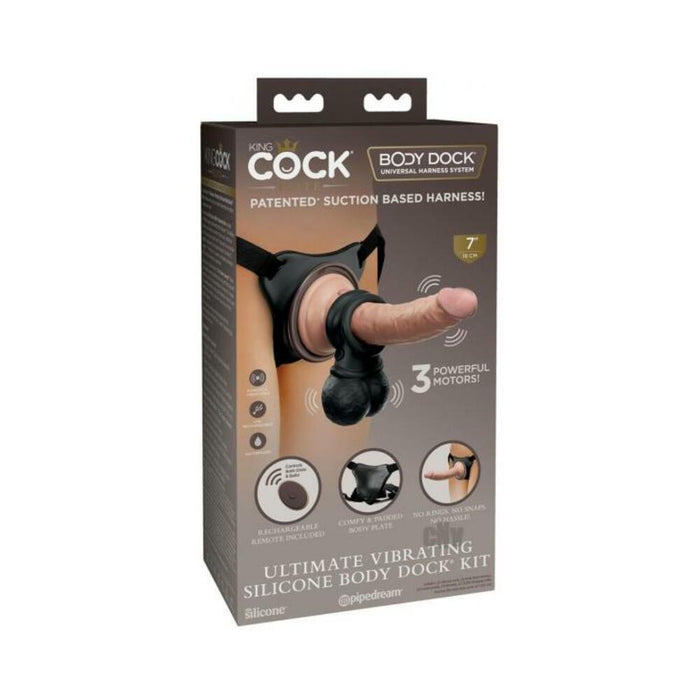 King Cock Elite Ultimate Vibrating Silicone Body Dock Kit | SexToy.com