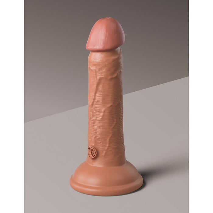 King Cock Elite Vibrating Silicone Dual-density Cock 6 In. Tan - SexToy.com