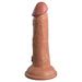Realistic dual-density silicone dildo with lifelike texture and suction base in natural skin tone, 6 inches long.