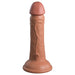 Realistic dual-density silicone dildo in natural skin tone with suction base and textured shaft detail.