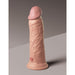 Realistic 8-inch dual-density silicone dildo with lifelike texture and suction base in natural skin tone.