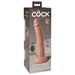 Packaging of King Cock Elite 7-inch vibrating dual-density silicone dildo with remote and suction base.
