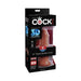 King Cock Plus 6-inch triple density realistic dildo in brown with suction base, displayed in black packaging.