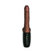 Brown 7.5-inch realistic thrusting vibrator with textured shaft and black control base with buttons.