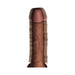 Brown 7.5-inch realistic thrusting adult toy with textured shaft and rounded tip on white background.