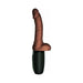 Brown 7.5-inch realistic thrusting adult toy with textured shaft and black base controller