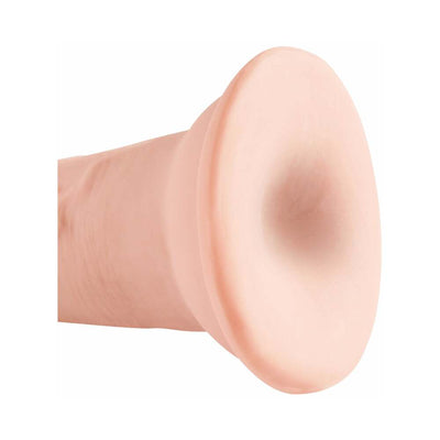 Beige King Cock Triple Density 5-inch dildo with suction cup base shown from angled side view.