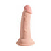 Beige 5-inch realistic dildo with detailed texture and suction cup base for hands-free use.