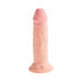 Beige realistic 6-inch dildo with detailed texture and suction cup base for hands-free use.